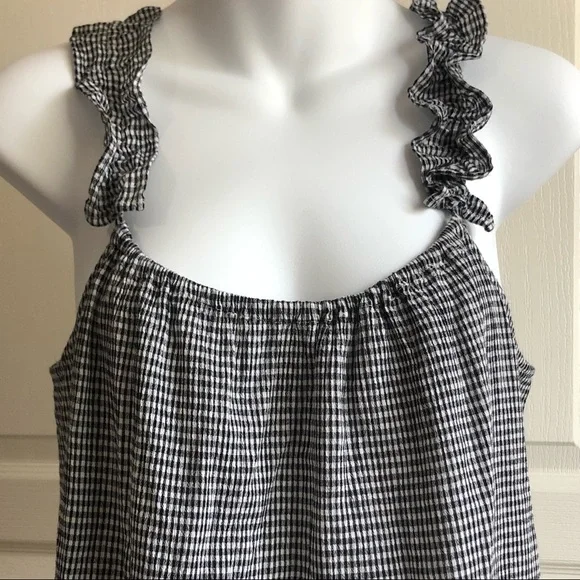Madewell Ruffle -Strap Gingham Cami Top Sz 6 - Picture 5 of 8